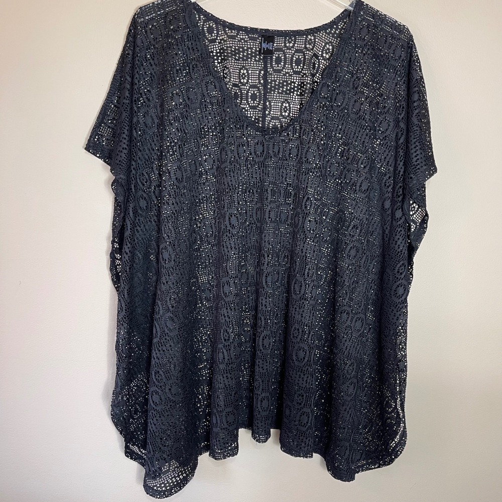 a.n.a A New Approach Black Crochet Lace Kaftan Swim Cover Up Plus Size 1X